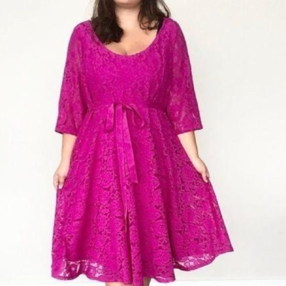 Lane Bryant's Beautiful Magenta lace skater dress Size 16